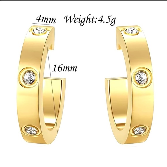 NEW LUXURY SMALL ZIRCONIA STUDDED HOOP EARRINGS - Picture 6 of 12